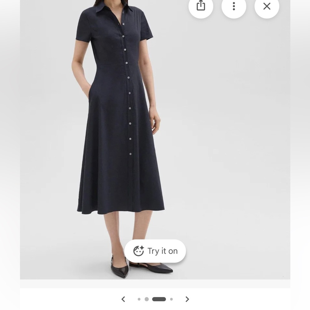 Theory linen dress in Khaki